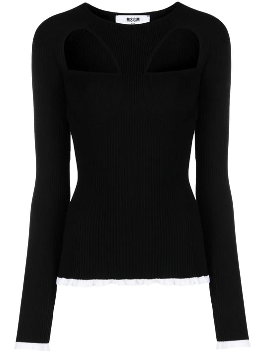 Logo-Intarsia Cut-Out Jumper