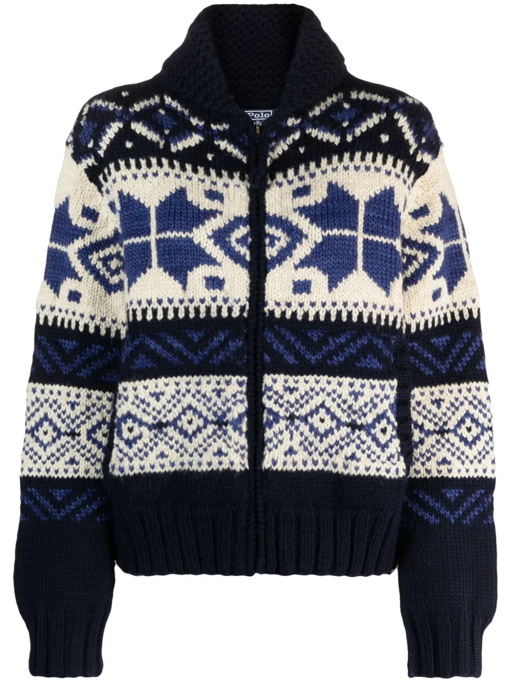 Shawl-Collar Fair Isle Intarsia-Knit Cardigan