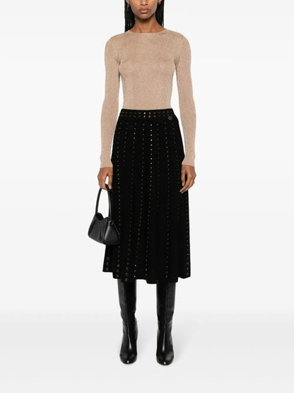 Logo-Plaque Eyelet-Embellished Skirt