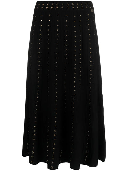 Logo-Plaque Eyelet-Embellished Skirt