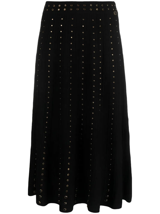 Logo-Plaque Eyelet-Embellished Skirt