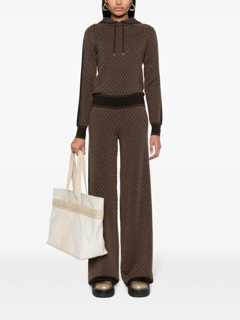 Pb Monogram-Jacquard Wool Hoodie