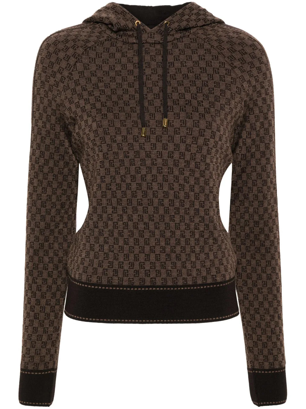 Pb Monogram-Jacquard Wool Hoodie