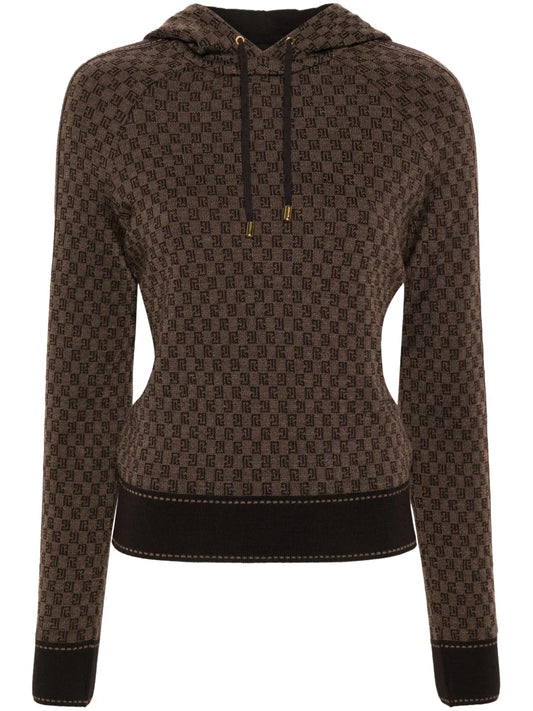 Pb Monogram-Jacquard Wool Hoodie
