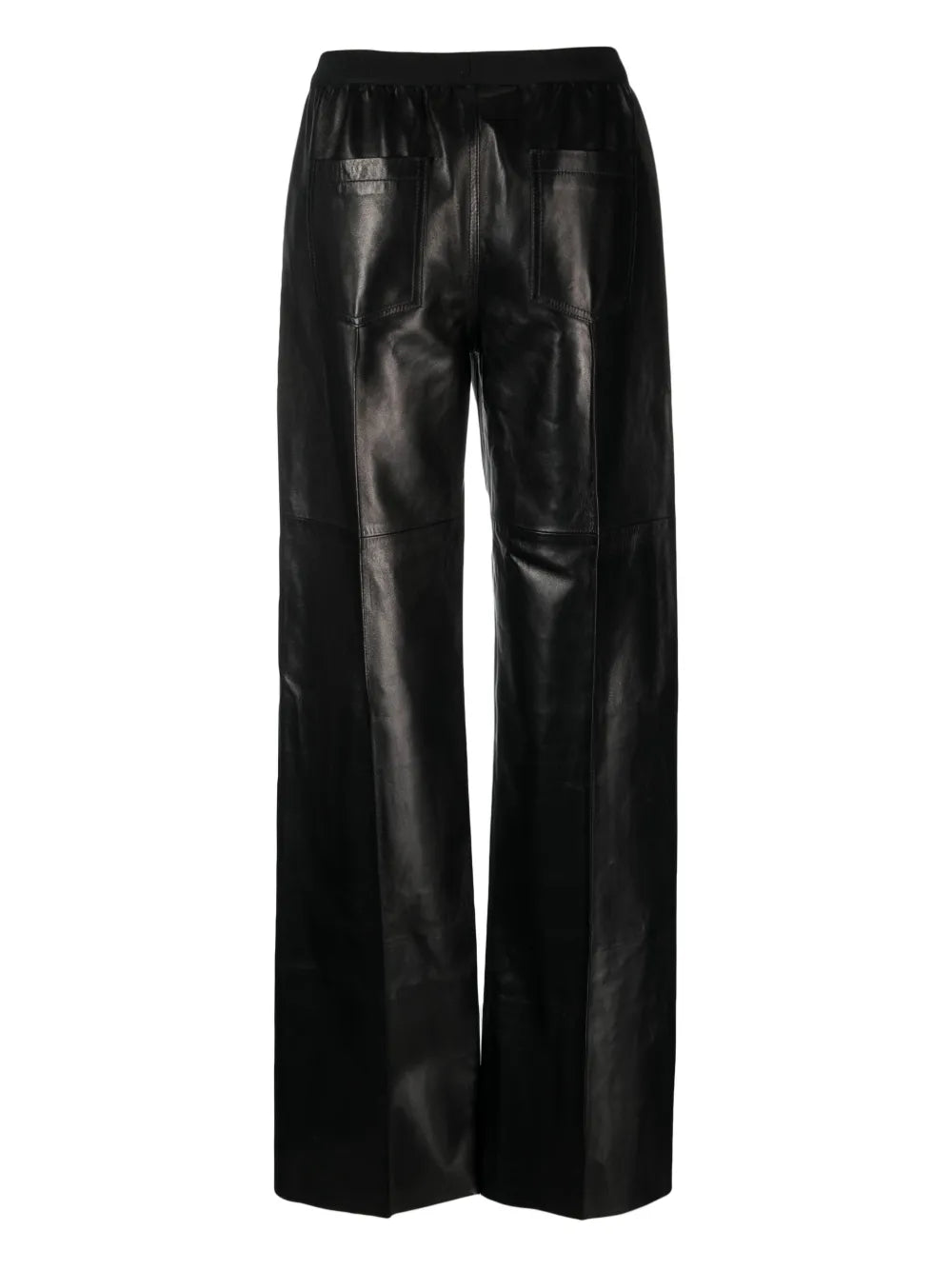Logo-Waistband Leather Trousers