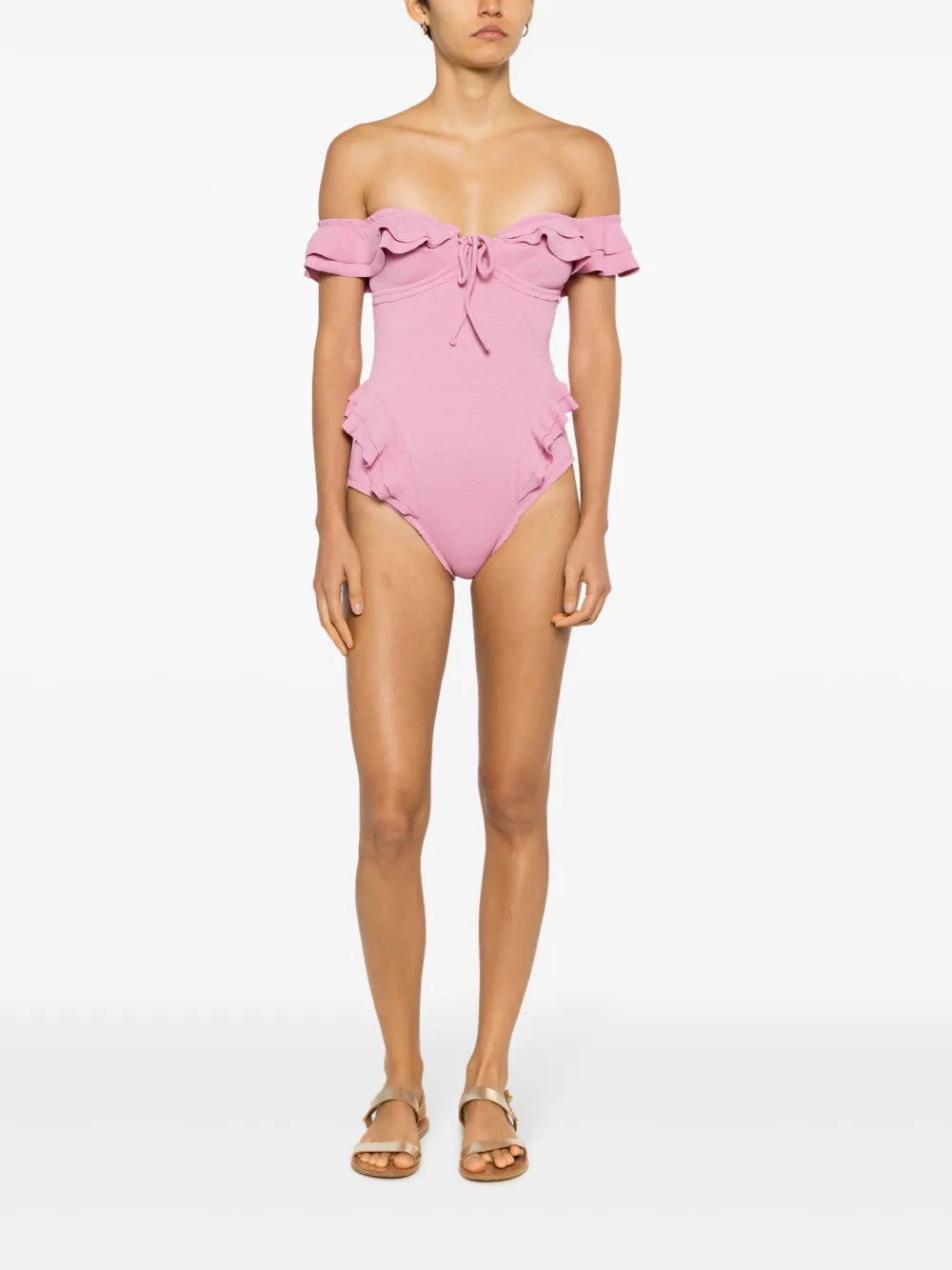 Lanzo Ruffled Off-Shoulder Swimsuit