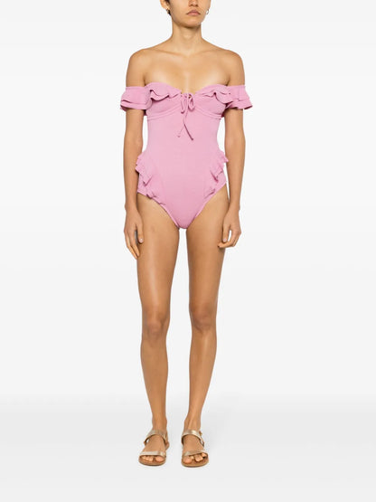 Lanzo Ruffled Off-Shoulder Swimsuit