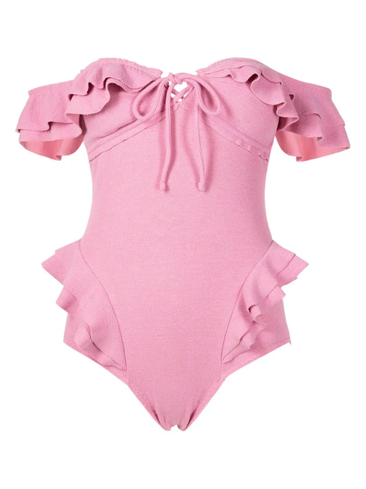 Lanzo Ruffled Off-Shoulder Swimsuit