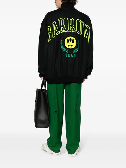 Logo-Embroidery Zip-Up Bomber Jacket