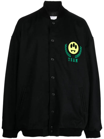 Logo-Embroidery Zip-Up Bomber Jacket