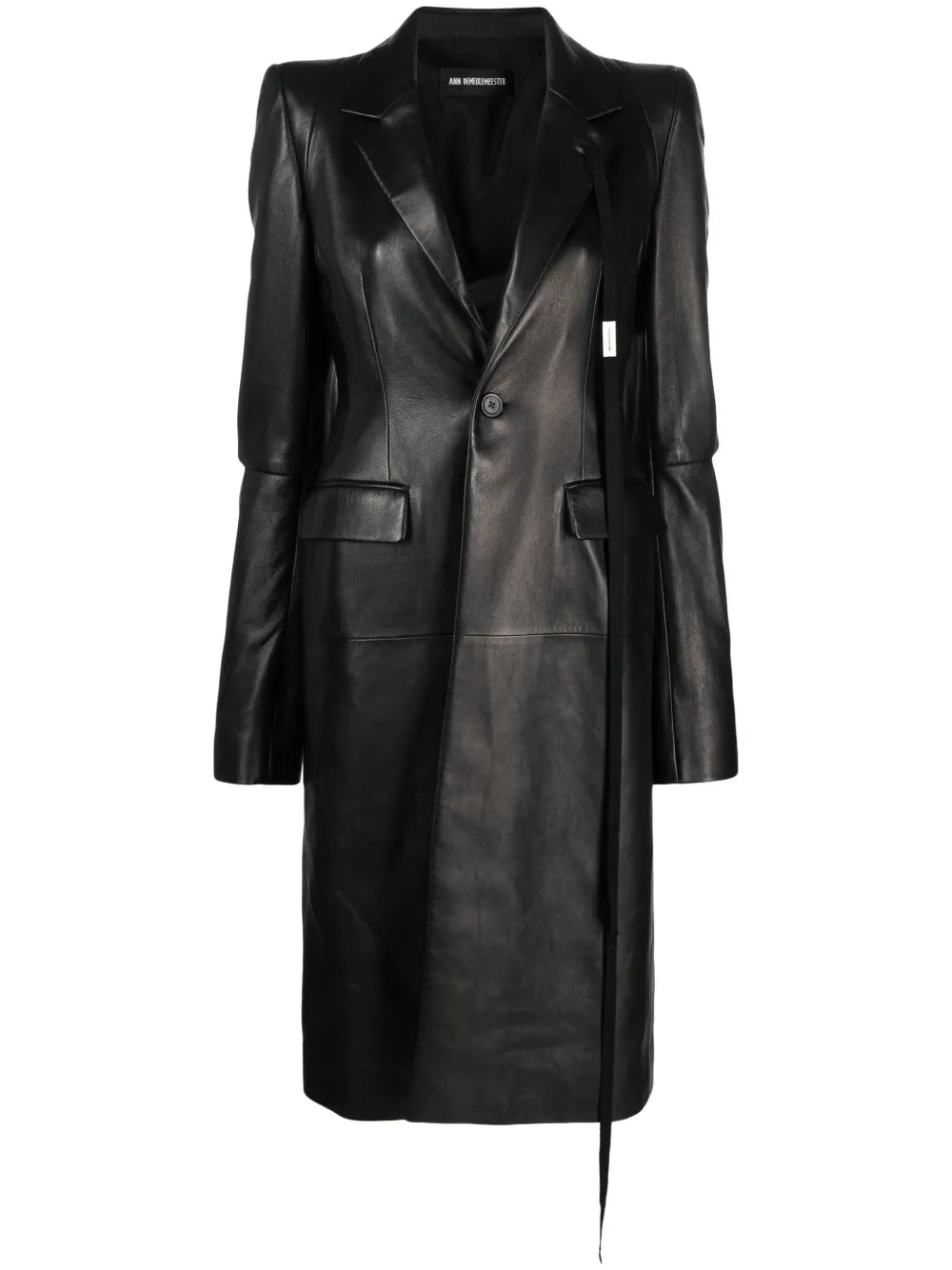 Notched-Lapels Leather Coat