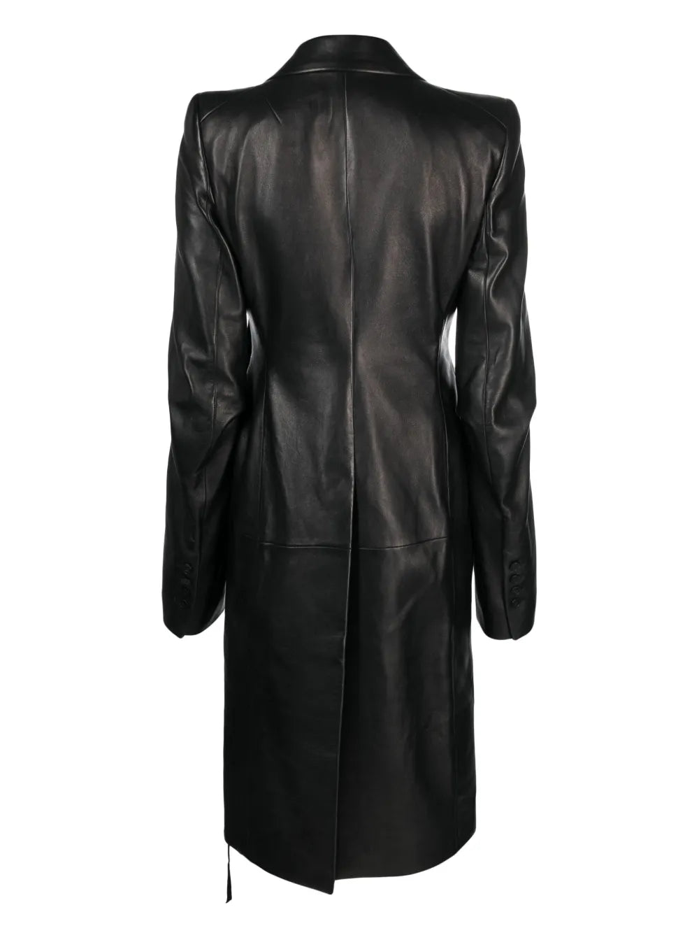 Notched-Lapels Leather Coat
