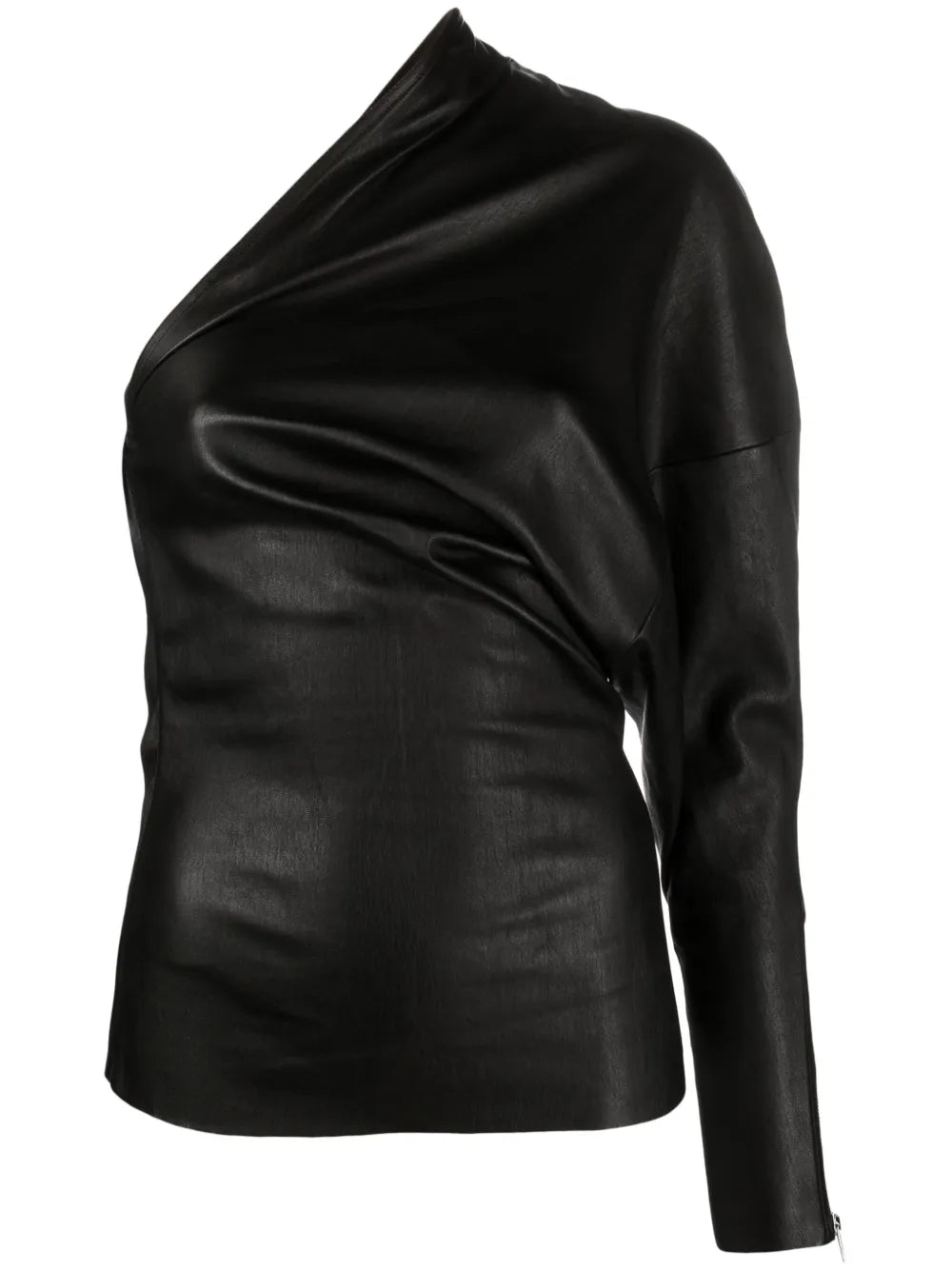 Luxor One-Shoulder Leather Top