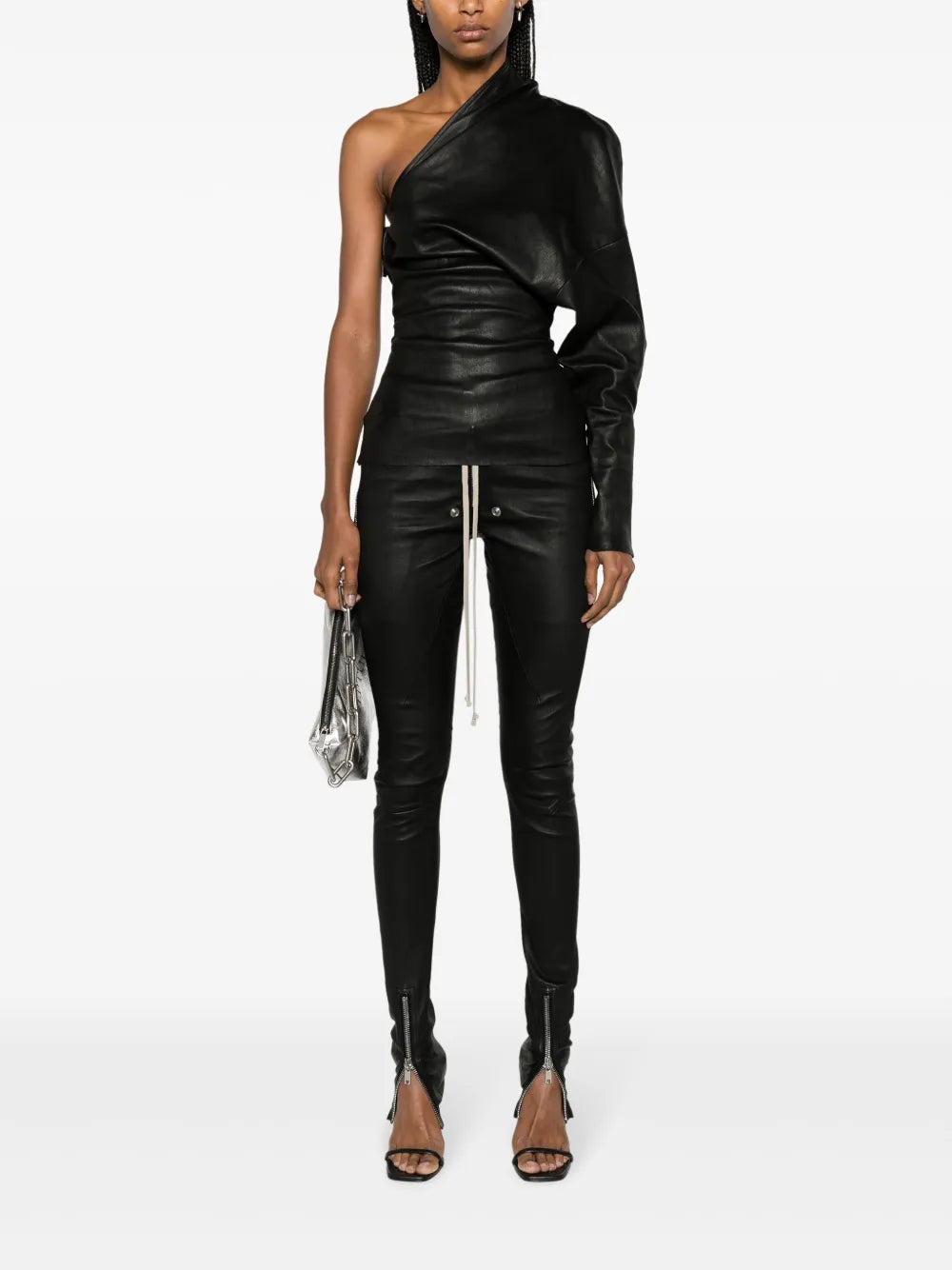 Luxor One-Shoulder Leather Top