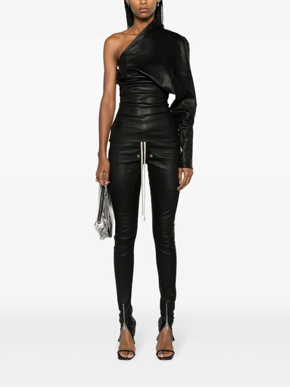 Luxor One-Shoulder Leather Top