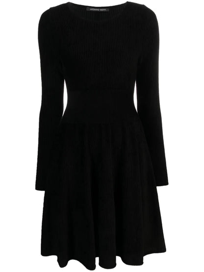 Long-Sleeve Ribbed-Knit Dress