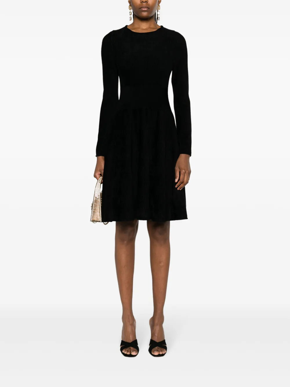 Long-Sleeve Ribbed-Knit Dress