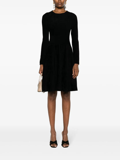 Long-Sleeve Ribbed-Knit Dress