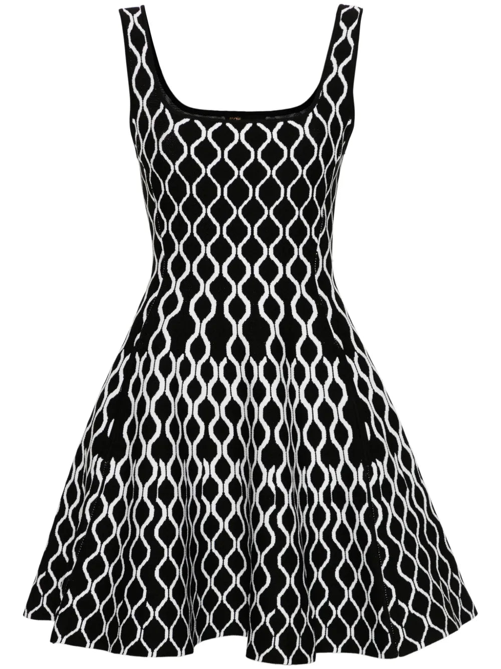 Pattern-Jacquard Flared Mini Dress
