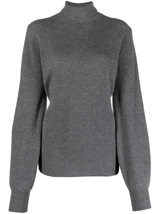 Roll-Neck Ribbed Cashmere Jumper