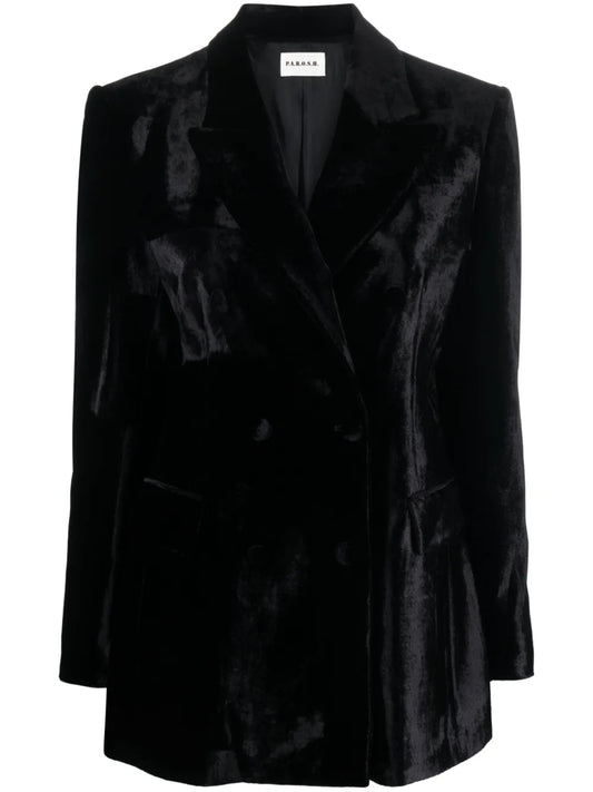 Double-Breasted Velvet Blazer