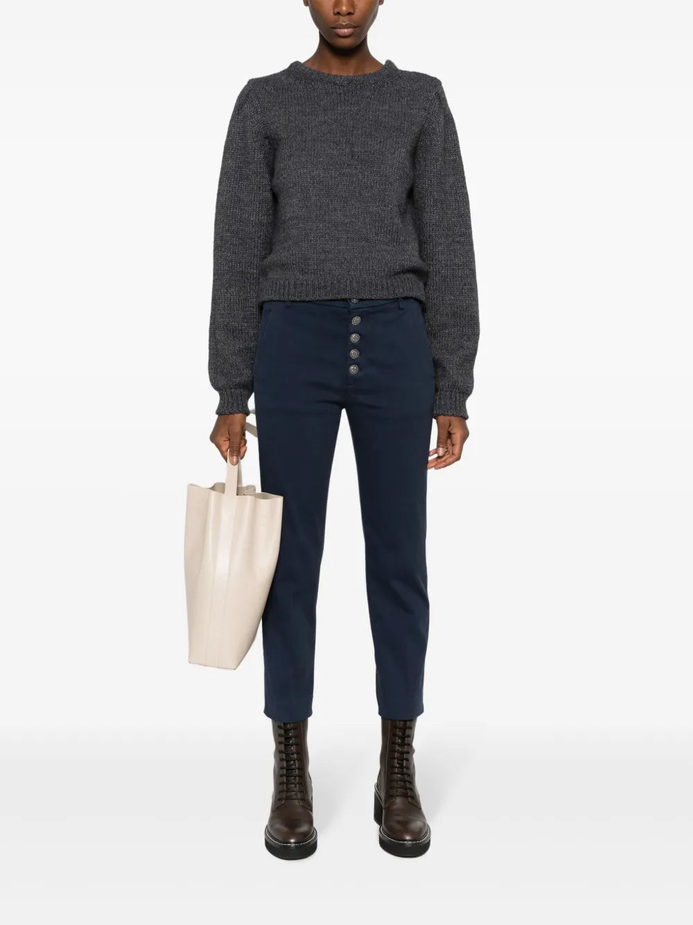 Mid-Rise Tapered-Leg Trousers