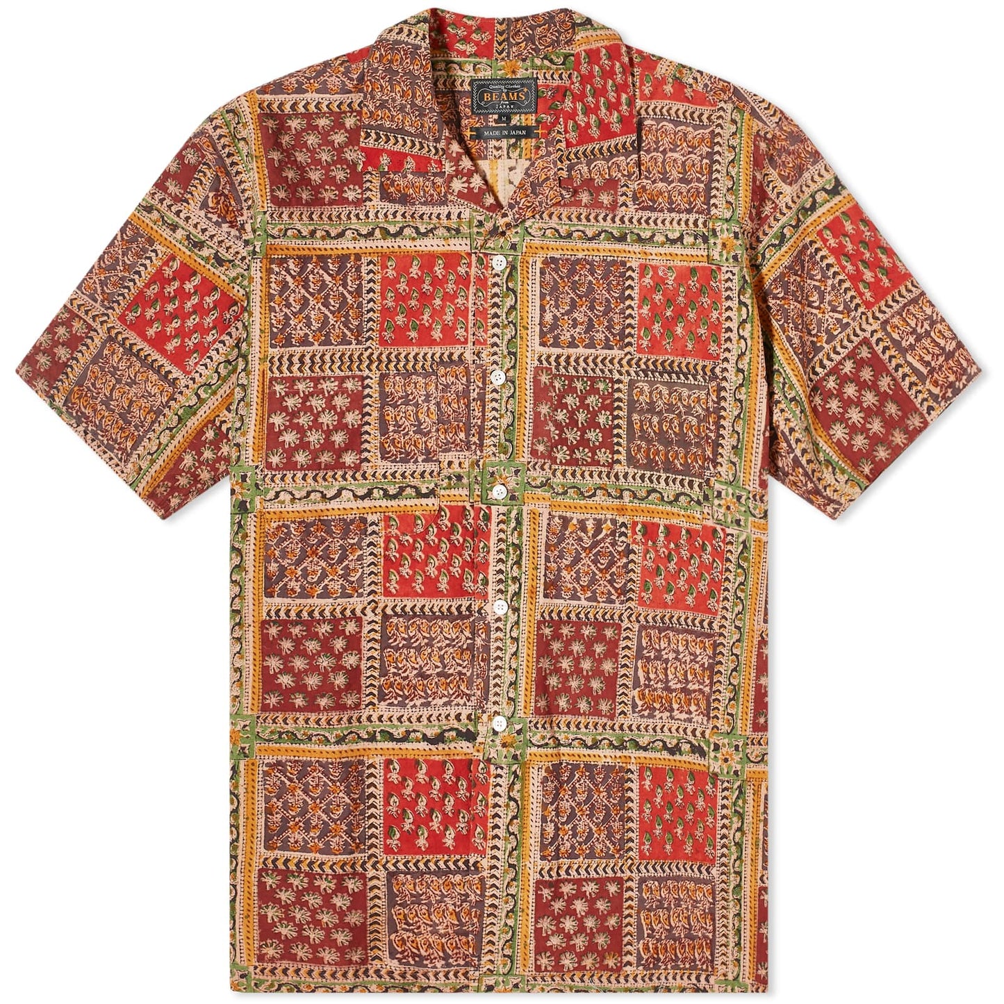 Open Collar Block Print Shirt