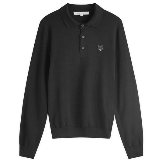 Bold Fox Head Patch Knitted Polo Shirt