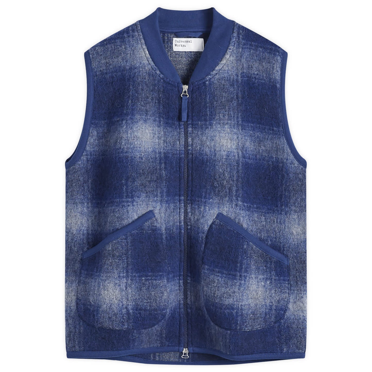 Check Wool Fleece Zip Waistcoat