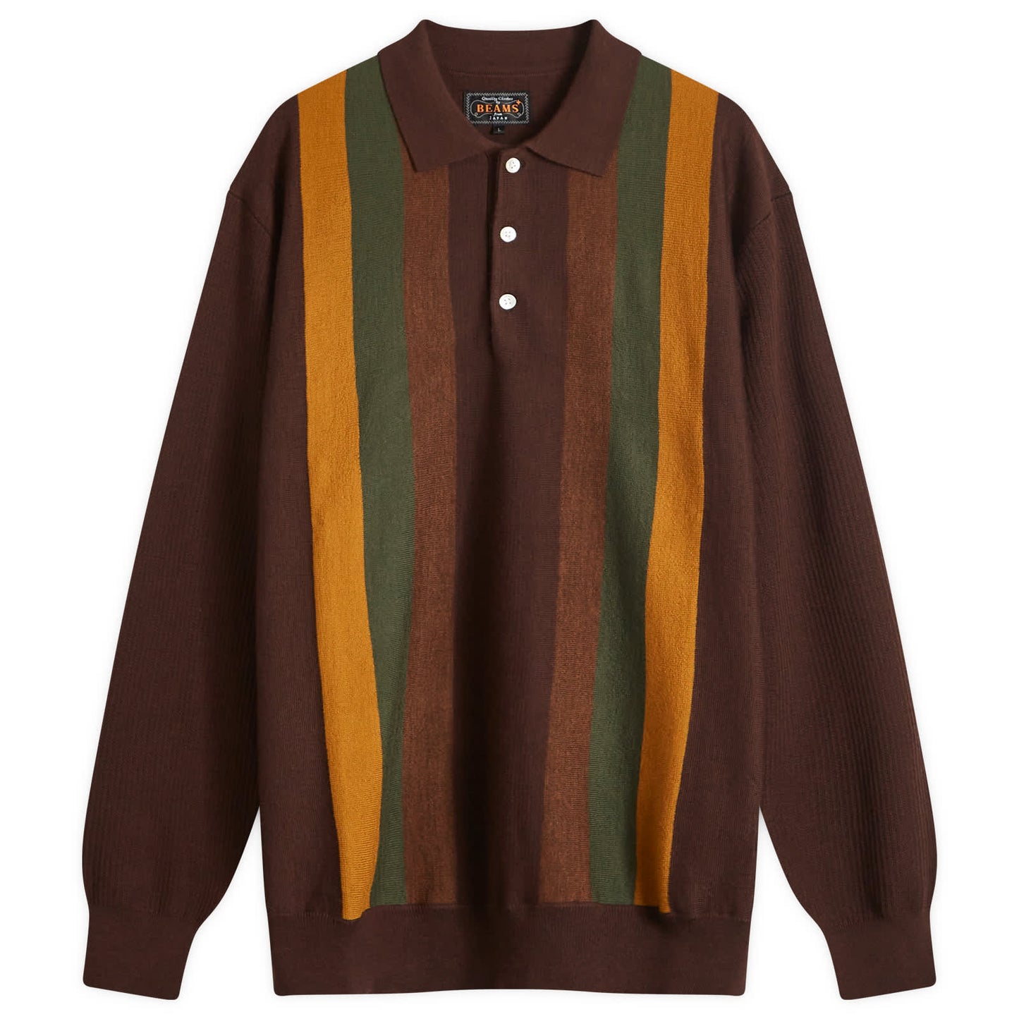 Beams Plus Long Sleeve Stripe Knit Polo