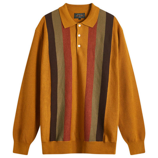 Beams Plus Long Sleeve Stripe Knit Polo