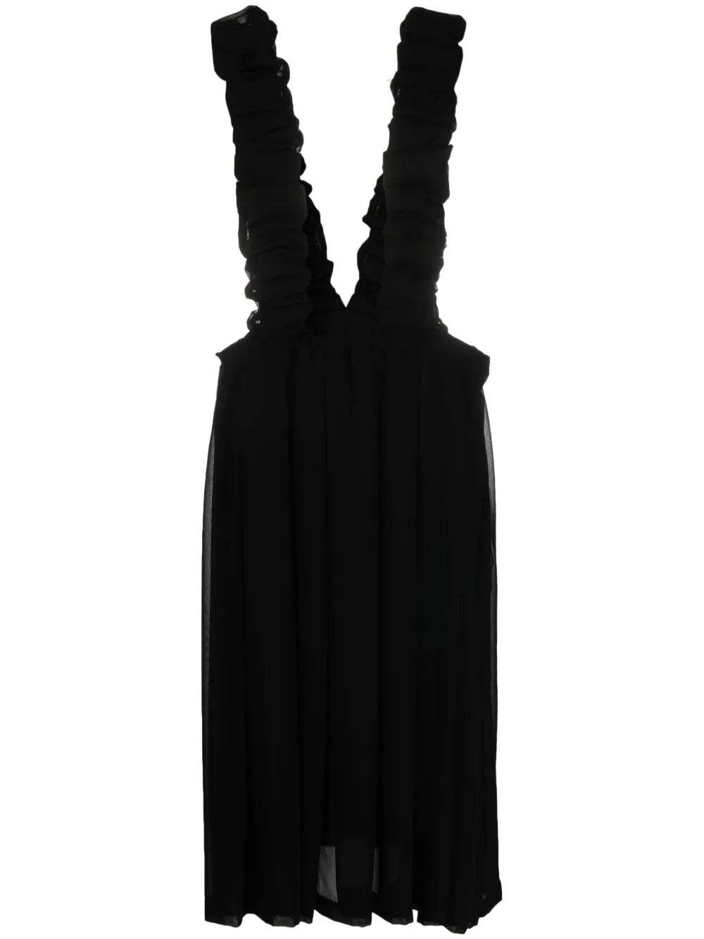 Ruched-Trim Pinafore Midi Dress