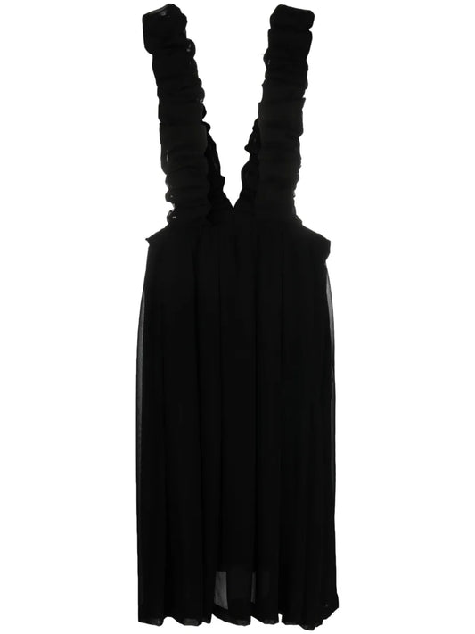 Ruched-Trim Pinafore Midi Dress