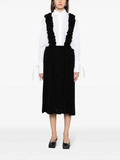 Ruched-Trim Pinafore Midi Dress