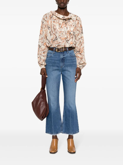 Tiphaine Marble-Print Silk Blouse