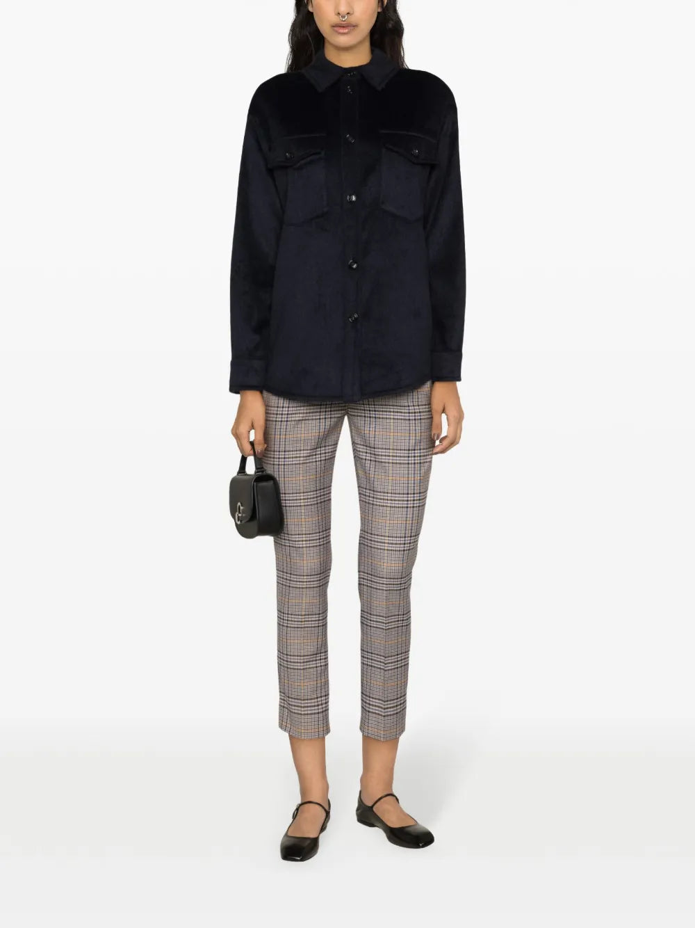Brushed-Effect Button-Down Overshirt