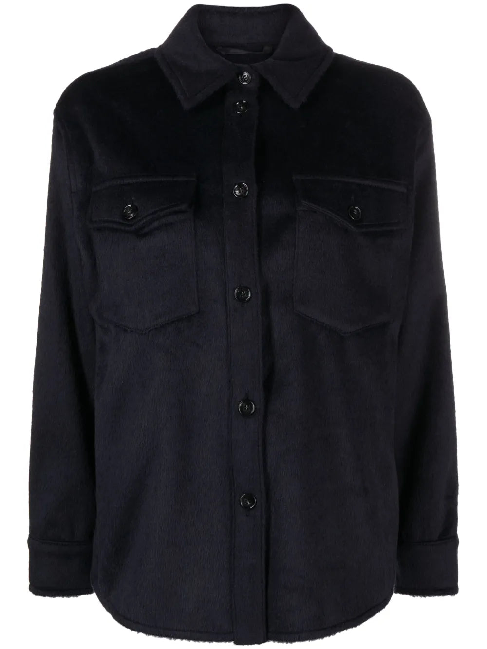 Brushed-Effect Button-Down Overshirt