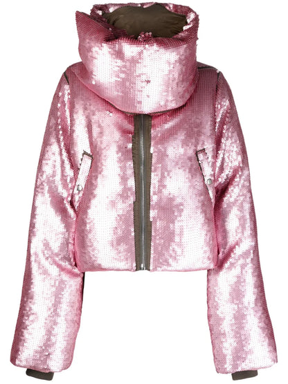 Sequin-Embellished Wool Puffer Jacket