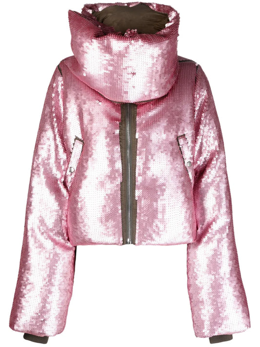 Sequin-Embellished Wool Puffer Jacket