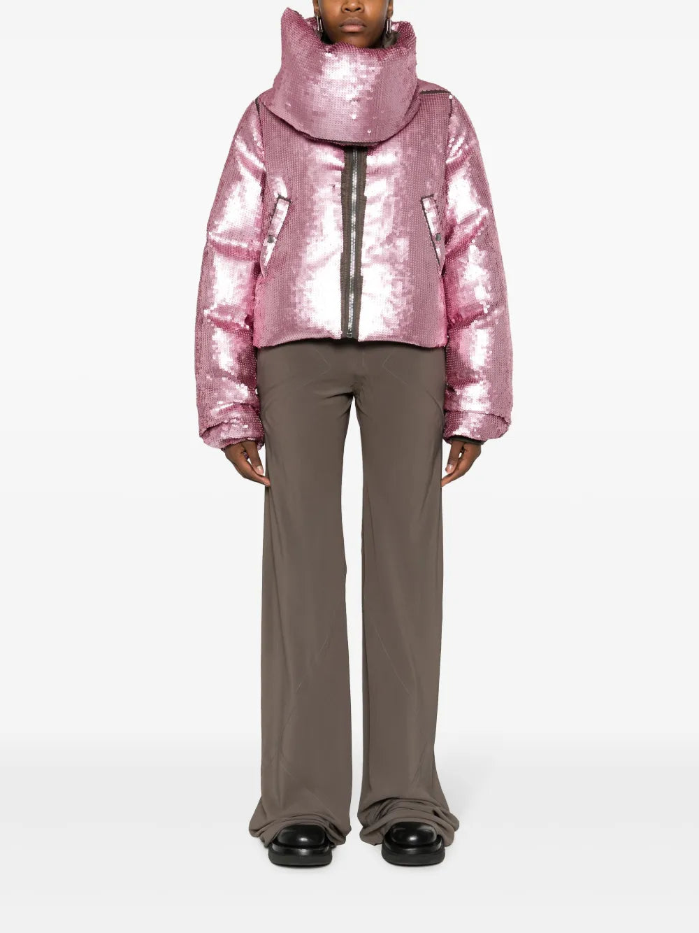 Sequin-Embellished Wool Puffer Jacket