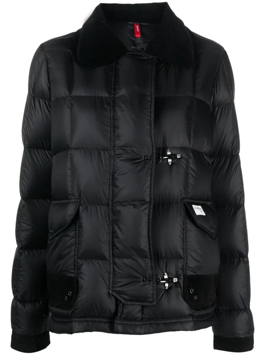 Classic-Collar Quilted Down Jacket