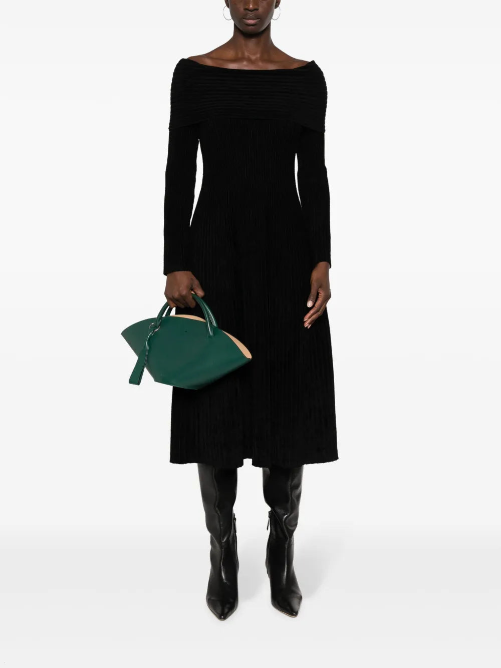 Crystal Ribbed-Knit Midi Dress