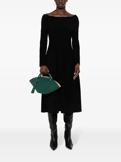 Crystal Ribbed-Knit Midi Dress