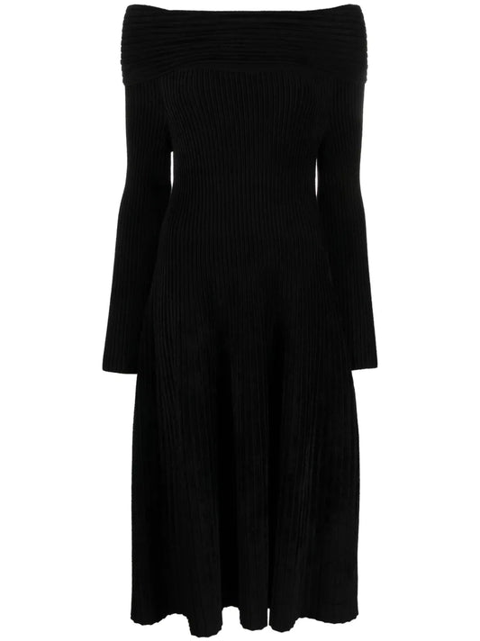 Crystal Ribbed-Knit Midi Dress