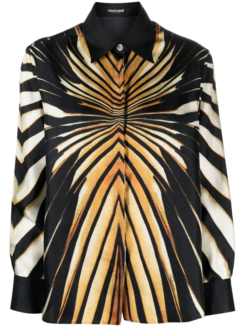 Abstract-Pattern Print Silk Shirt