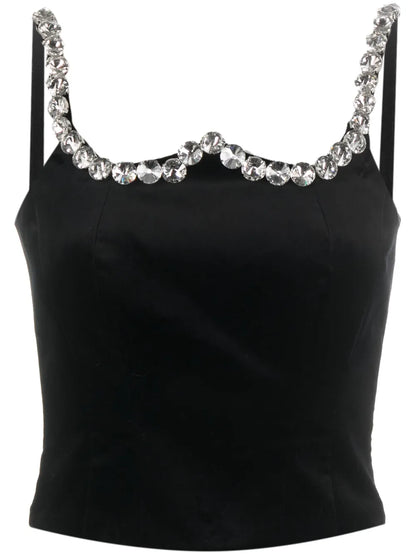 Crystal-Embellished Cropped Tank Top
