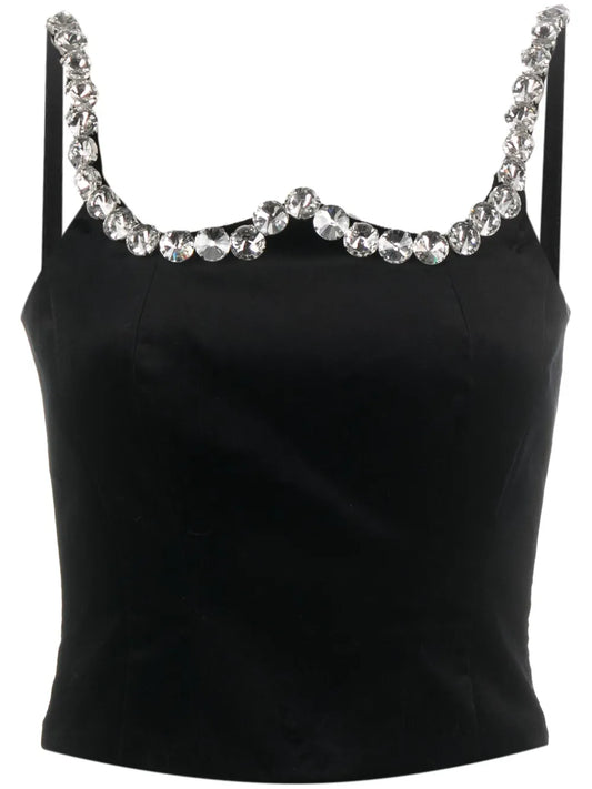 Crystal-Embellished Cropped Tank Top