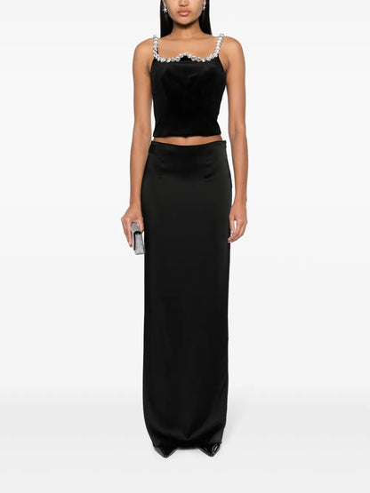 Crystal-Embellished Cropped Tank Top