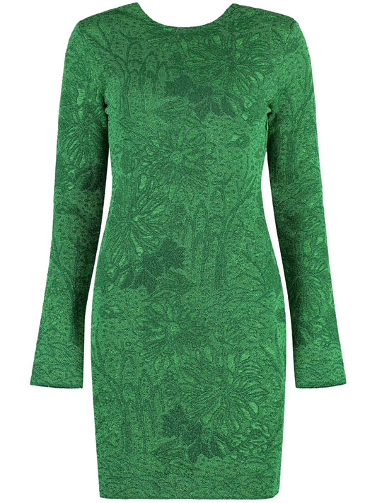 Floral-Jacquard Lurex Minidress