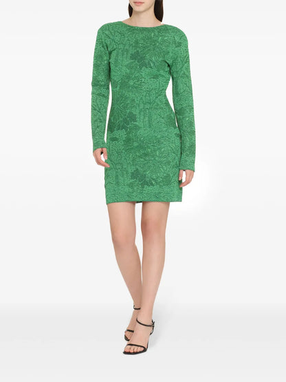 Floral-Jacquard Lurex Minidress